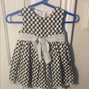 First Impressions Black and White Pleated Tie Front Sundress